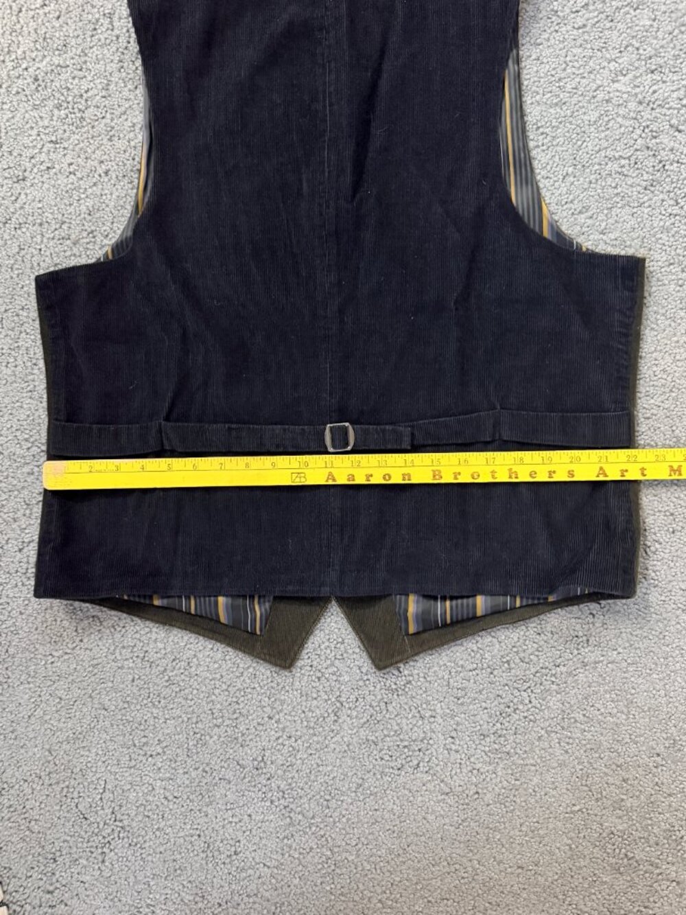 Kroon Olive Green Corduroy Waistcoat Vest Stripe Satin Lining Men's Size - Picture 15 of 16